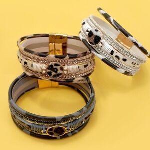 Magnetic Buckle Multi Layer Animal Print Bracelet